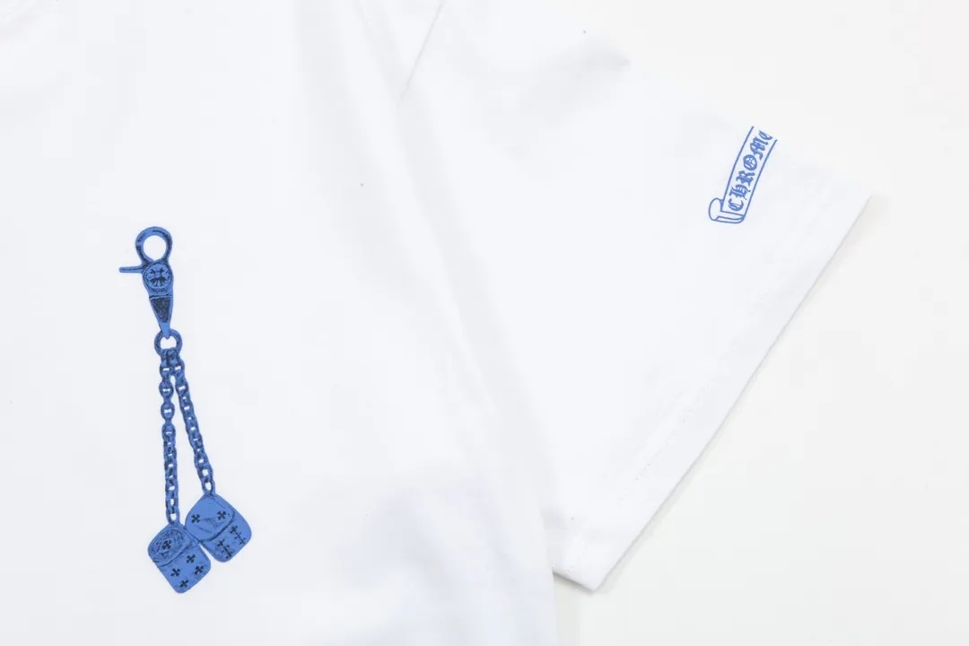 Chrome Hearts/ Blue Logo Same Style T Versatile : White Size：XS~L